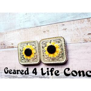 Sunflower concho set saddle conchos, screwback concho for leather and tack